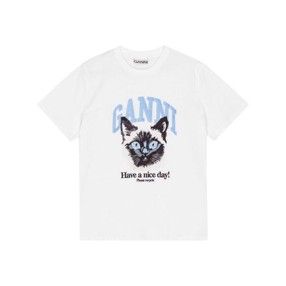 GANNI Sweaters - Ganni Women Cat Cotton T-Shirt